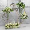 Décoration de fête de luxe arc de mariage or polygone placage ballon cadre support floral pour toile de fond anniversaire scène décor extérieur