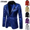 Qnpqyx nya män glänsande paljett glitter utsmyckad blazer jacka nattklubb blazers bröllop fest kostym scen sångare kläder