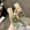 Slippers Miaoguan New Winter Clear Ladies Slippers Faux Fur Mules Slides Women Shoes Bow Knot Pointed Toe Square Mid Heels Shoe Woman 39 J230613