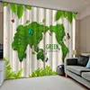 Curtain Creative 3D Blackout Curtains Green Living Room Drapes Maps Design Printing Bedroom