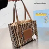 Stylisheendibags 2023 Straw New Hot Designer Bag Knittingツートンショルダーハンドバッグオープンカジュアルアートワークトートサックグラスクロシェトート