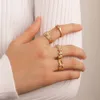 Solitaire Ring INS Gold Color Face skull for Woman Fashion Rings Set Charm Retro Jewelry Party Birthday Gift 230613