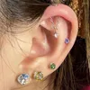 Stud Earrings 1Pcs Korean Ear Cartilage Flat Bottom Piercing Tassel Zircon For Women Girls Vintage Jewelry Accessories