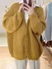 Tricots pour femmes tricots femmes femme lâche épais aiguille pull manteau couleur Pure vent col en v hivers est tricoté Cardigan