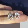 Bowknot Studs kolczyki Prawdziwe białe złoto wypełnione bijou aaaaa cZ impreza kolczyki ślubne biżuteria dla kobiet śliczna biżuteria