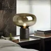 Lampes de table Lampe en verre minimaliste post-moderne Led E27 Base en marbre Designer Lampes de bureau modernes Décor à la maison Chambre Chevet Salon