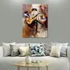 Abstract bloemen olieverfschilderij op canvas gitaar man artwork hedendaagse muur decor