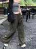 Calças femininas capri Jielur de duas peças novas americanas com cordão cintura baixa calças femininas soltas finas calças cargo mulher sexy cor sólida sem mangas