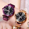 Armbandsur 2023 Fashion Digital Starry Sky Watches Women Luminous Hands Black Mesh Band Quartz Magnet Watch Relogio Feminino