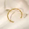 New Fashion Minimalist Ins 18k Gold Plated Stainless Steel Jewelry Waterproof Simple Bamboo Opening Bracelet for Women Bangles