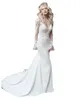 Abiti da sposa a sirena in pizzo country Abiti da sposa sexy senza schienale firmati Abiti da sposa con applicazioni di pizzo Maniche lunghe Scollo a V profondo Abito da sposa Boho da spiaggia Robe De Mariage