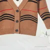 Cardigan suéter de tricotado Sweater de inverno outono de manga longa listra casual quente de duas peças roupas infantis para 1-6y