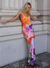 Basic Casual Dresses Sexy Print Suspender Women Floral Bodycon Elegant Sling Long Dress Summer Beach Holiday Grace Street Trend Lady Vestidos 230613