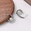 Boucles d'oreilles à tige irrégulière texturée fausse perle goutte crochet cerceau boucle d'oreille pour les femmes mariée mariage classique Simulation bijoux cadeaux