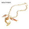 Pendant Necklaces WealthyBoo Boho Enamel Marine Life Charms Necklace Chic Mermaid Tassel Conch Dangle Choker Ocean Beauty Accessories 230613