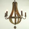 Lustres Vintage 5 Lumières Lustre En Bois Lampe Loft Lumière Rétro D50 H60CM