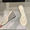 Liyke Fashion Crystal Rhinestones Wedge Slippers For Women Summer Open Toe High Heels Slides Female Shoes PVC Transparent Sandal