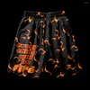 Mentes Shorts Flame Stripe Lettres Men de plage 3D Pantalons imprimés de haute qualité Harajuku Fitness Board Fabric Elastic Tissu