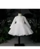 Fille robes mignon bébé robe de soirée pour 1 an anniversaire robe blanc Tulle à manches longues enfant en bas âge mariage robe de baptême baptême