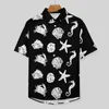 Camicie casual da uomo Conchiglie di mare nautiche Camicia ampia Vacanze Camicette oversize estetiche a maniche corte personalizzate estive in bianco e nero