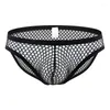 Underpants Sexy Men's Hollow Underwear Briefs Mesh Fishnet Transparent Penis Pouch Hombre Male Panties Erotic Lingerie Wholesale