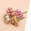 الزهور المجففة 6pcs باقة الحرير متعدد الألوان مزهريات للديكور المنزلي زفاف الزخرفة بالجملة