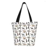 Shoppingväskor anpassade söt vinter Whippet Canvas Women Recycling Livsmedel Lurcher Greyhound Dog Tote Shopper