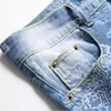 Mäns shorts 2023 Summer Fashiion Mens denim Classic Style Flower Printing Blue Casual Slim Fit Short Jeans Male Cotton