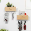 Bathroom Shelves Wallhung Type Wooden Decorative Wall Shelf Sundries Storage Box Prateleira Hanger Organizer Key Rack Wood 230613