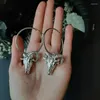 Hoop Earrings Gothic Vintage Big Goats Head For Women Men Exaggerated Punk Animals Large Circle Parry Jewelry