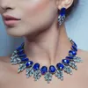 Choker Cross-border Accessories European And American Fashion Handmade Exaggerated Colorful Crystal Necklace Earring Set