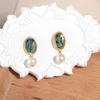 Orecchini a bottone Icnway Natural 7.5-8mm About Round High Light White Pearl Pearl 14kgp Abalone Shell S925 Una coppia