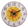 Horloges murales tournesol non tic-tac silencieux rond Style européen horloge décorative Vintage grande maison rustique à piles suspendu