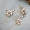 Hair Clips Flower Pins Opal Pearls Head Pieces Hairpins For Bride Bridesmaids Women Headdress Bridal Jewelry Wedding Accessories