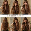 Perucas de renda ALAN EATON Long Ombre Brown Wavy Wigs para mulheres Peruca sintética encaracolada com franja Resistente ao calor Cosplay Peruca de aparência natural Z0613