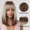 Perucas de renda marrom loiro ombre bob perucas para mulheres peruca de cosplay com franja raízes escuras cinza cabelo natural peruca sintética z0613