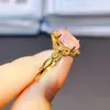 Anelli a grappolo Anello con pietre preziose naturali Argento sterling 925 Primitiva di fidanzamento con opale rosa per le donne