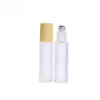 10 ml Amber Blue Clear Frosted Glass Roll On Bottle Essential Oil Parfym Bottle Travel Dispenser Bottle Steel Roller Ball Wood Grain CA RBNT