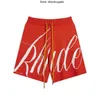 Rhude Shorts Designer Mens Shorts Rhude Lettering Jacquard Sticked Wool Casual Shorts Men Women Sport Running Shorts Home Outdoor Pants Red S-XL