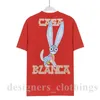 Koszulka Casablancas Luksusowy męski letni projektant Luźne, wygodne koszulki Okrągły dekolt Nadruk liter Pochłaniające pot Szybkoschnące bawełniane topy Casual Szorty uliczne Rękaw