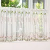 Rideau Blanc Floral Sheer Court Rideaux Pour Cuisine Café Bibliothèque Broderie Tulle Cantonnière Ferme Porte Coulissante Fenêtre Rideaux