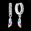 Dangle Earrings 925 Sterling Silver Colored Feathers For Women Making Jewelry Gift Wedding Party 2023