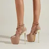 Femme sandales nouveau cuir verni talons hauts femmes Sexy plate-forme boucle sangle pôle danse pompes chaussures taille 35-42 230511