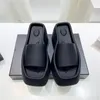 Thick soled square toe Slippers for women's new style sponge cakesole Slippers with increased sense of stepping on feces sloping heels small personality sandals