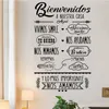 Citazione spagnola Bienvenidos A Nuestra Casa Frasi in vinile Stickers murali Decor Adesivi per soggiorno Adesivi decorativi RU2019