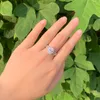 Bague solitaire elle 2 pièces Halo ovale coupe bague de fiançailles ensemble de mariage pour les femmes solide en argent Sterling 925 AAAAA CZ bijoux fins 230612