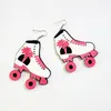 Brincos pendurados rosa coqueiro menina bonito patins gota moda acrílico para mulheres amostra de entrada feita sob encomenda
