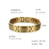 Ny 12mm guldkedjelband Herrsmyckekedja 18K Solid Gold Plated Thai Wen Azannu Fem stabila guldarmband Magnetiska hälsoarmband