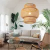 Pendant Lamps Rustic Light Design Hand Woven Lamp Art Dining Room Bedroom Indoor Cafe Decoration Bamboo