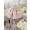 Robes de fille Robe de baptême en organza scintillant rose bébé pour 1 an d'anniversaire Chirstening Infant